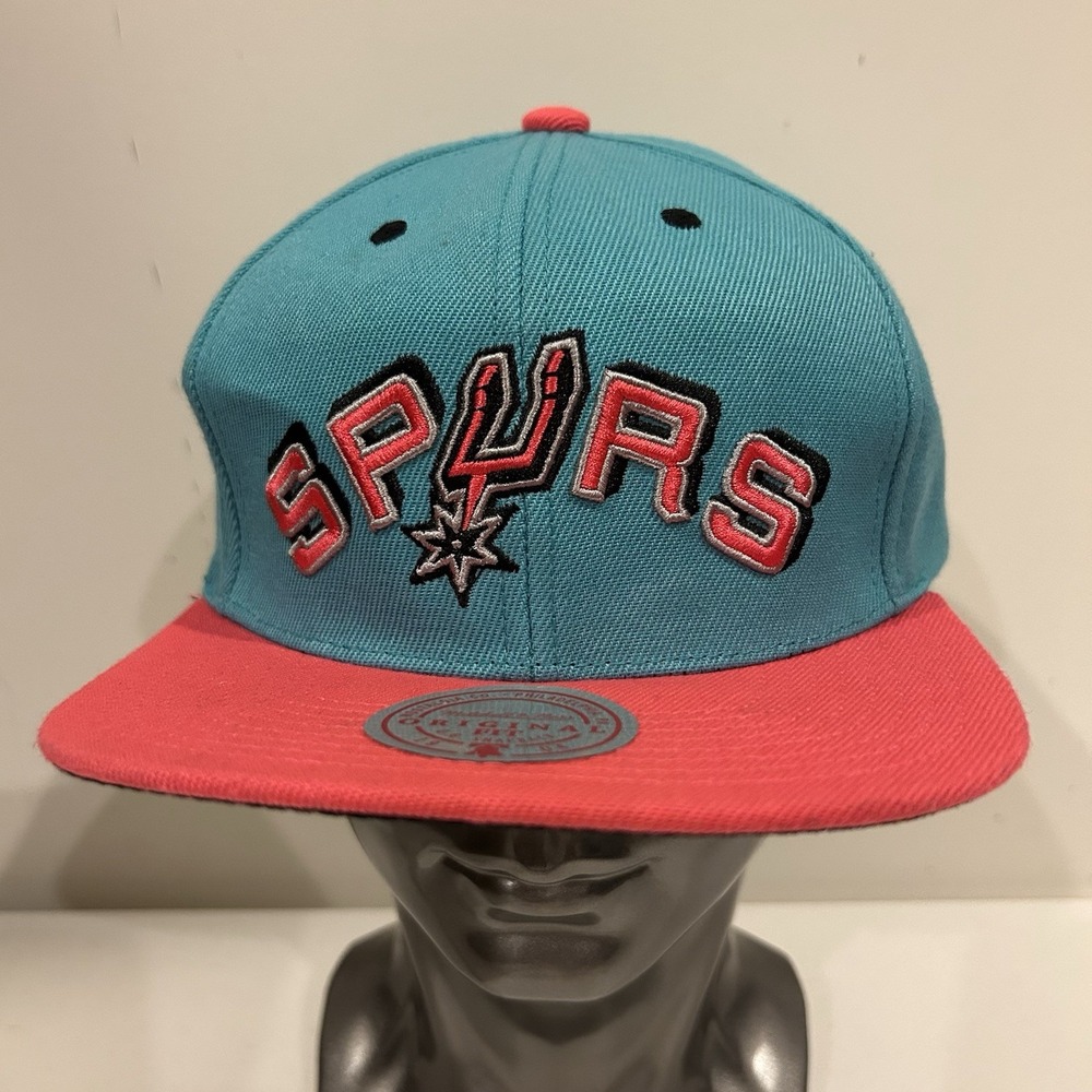 Mitchell & Ness San Antonio Spurs Snapback Hat Teal Pink Fiesta 6HSSJS19207 HWC